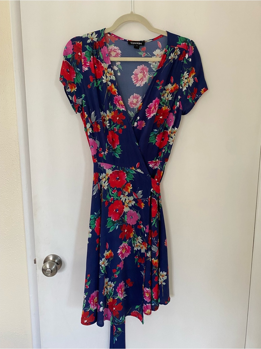 Yumi Kim Navy Multicolor Floral Wrap Dress